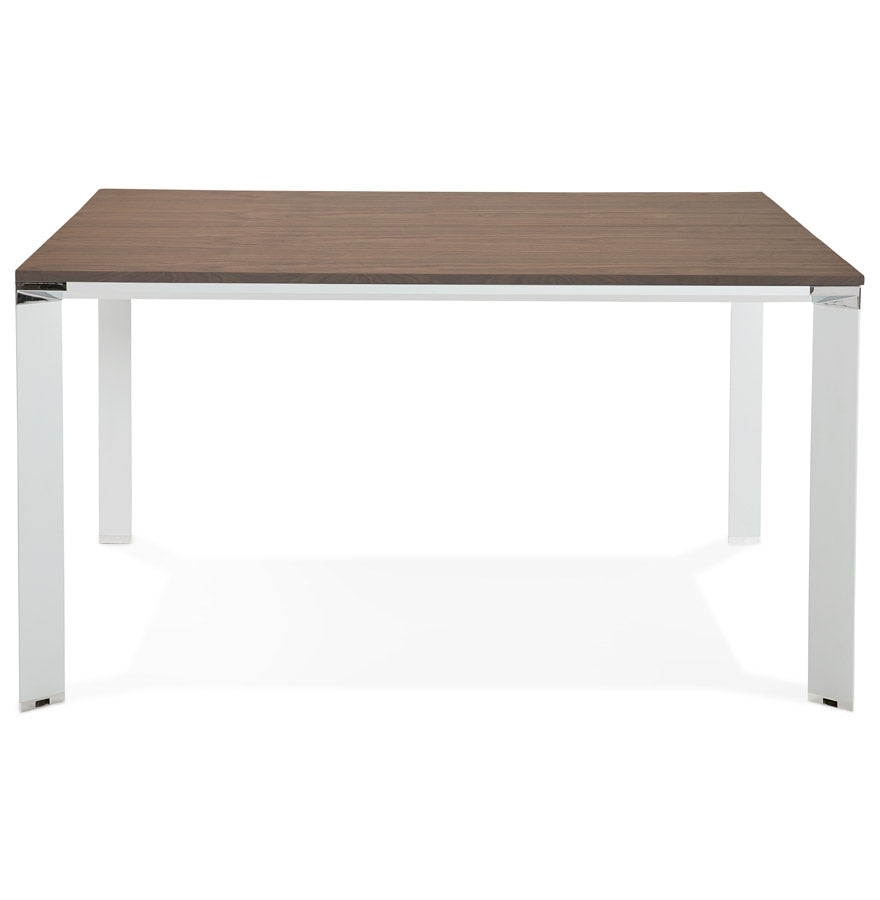 Elanora | Luxe vergadertafel met notenhout en wit metaal - 140x140 cm-OfficeKing
