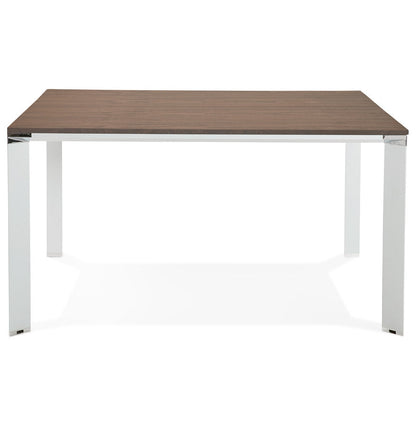 Elanora | Luxe vergadertafel met notenhout en wit metaal - 140x140 cm-OfficeKing
