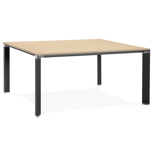 Elara | Luxe vergadertafel met natuurlijk hout en zwart metaal - 160x160 cm-OfficeKing