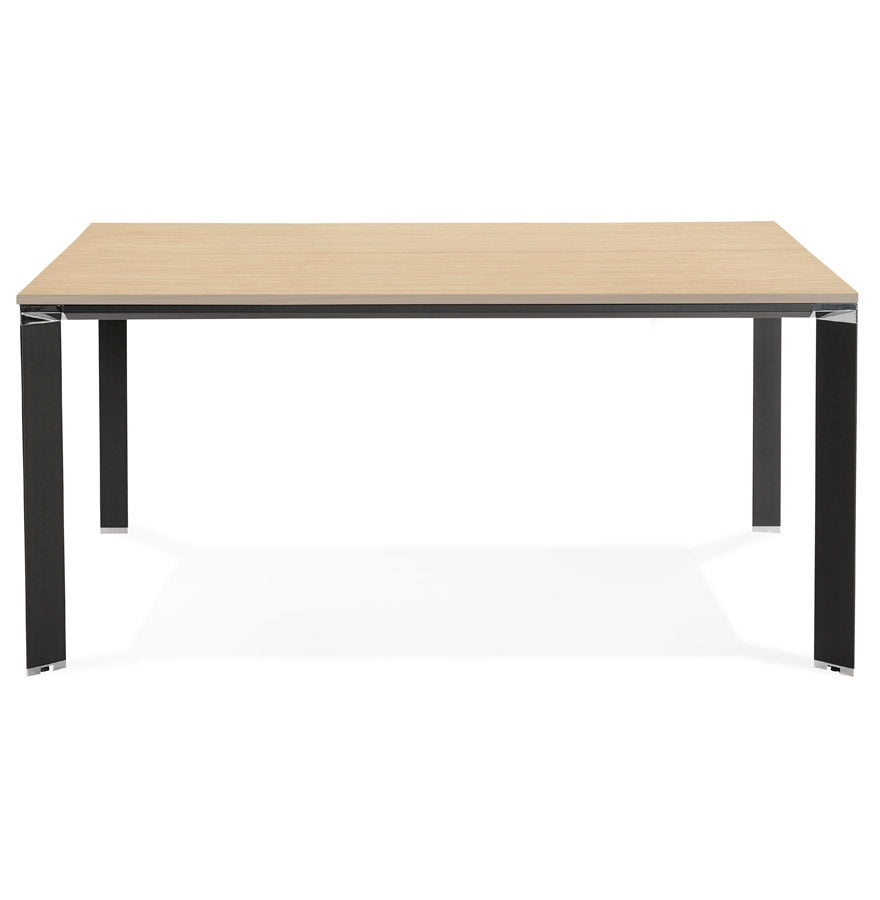 Elara | Luxe vergadertafel met natuurlijk hout en zwart metaal - 160x160 cm-OfficeKing
