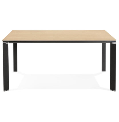 Elara | Luxe vergadertafel met natuurlijk hout en zwart metaal - 160x160 cm-OfficeKing