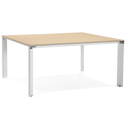 Alurea | Luxe vergadertafel met natuurlijk hout en wit metaal - 160x160 cm-OfficeKing