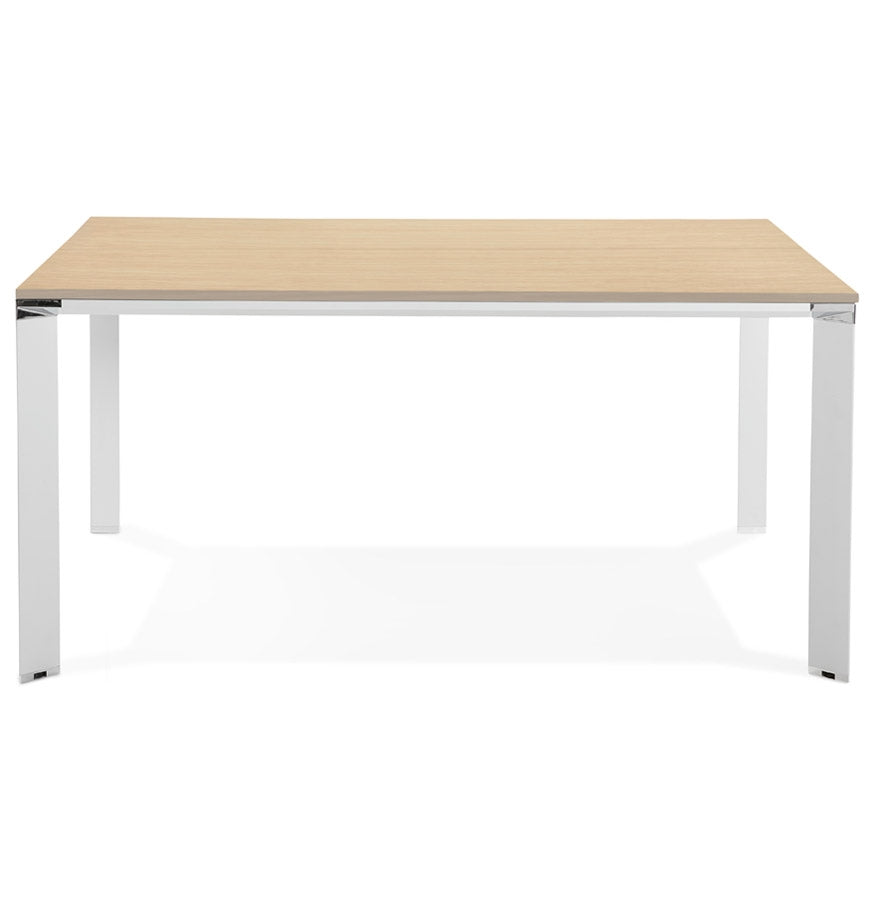 Alurea | Luxe vergadertafel met natuurlijk hout en wit metaal - 160x160 cm-OfficeKing