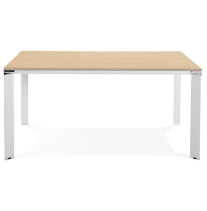 Alurea | Luxe vergadertafel met natuurlijk hout en wit metaal - 160x160 cm-OfficeKing