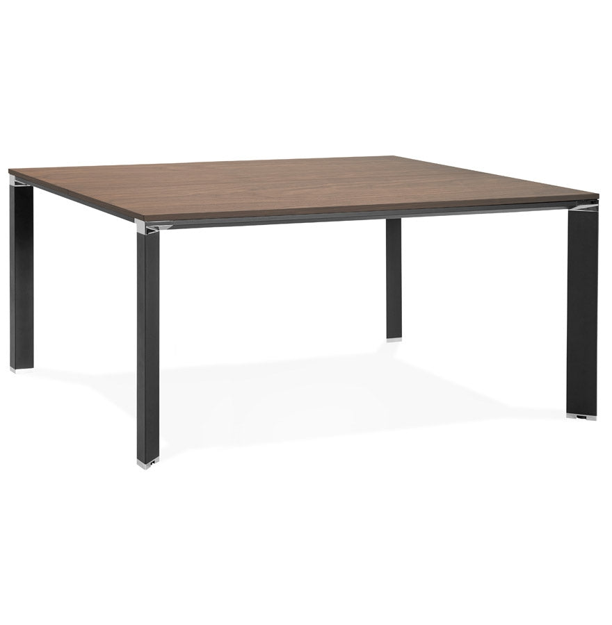 Noblesse | Elegante vergadertafel met notenhouten afwerking en zwart metaal - 160x160 cm