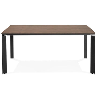 Noblesse | Elegante vergadertafel met notenhouten afwerking en zwart metaal - 160x160 cm-OfficeKing