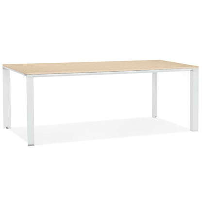 Lunara | Elegante vergader- en eettafel in natuurlijk hout met witte structuur - 200x100 cm-OfficeKing