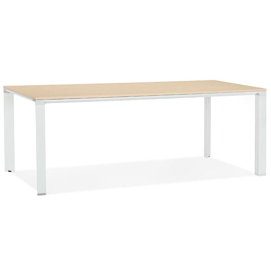 Lunara | Elegante vergader- en eettafel in natuurlijk hout met witte structuur - 200x100 cm-OfficeKing