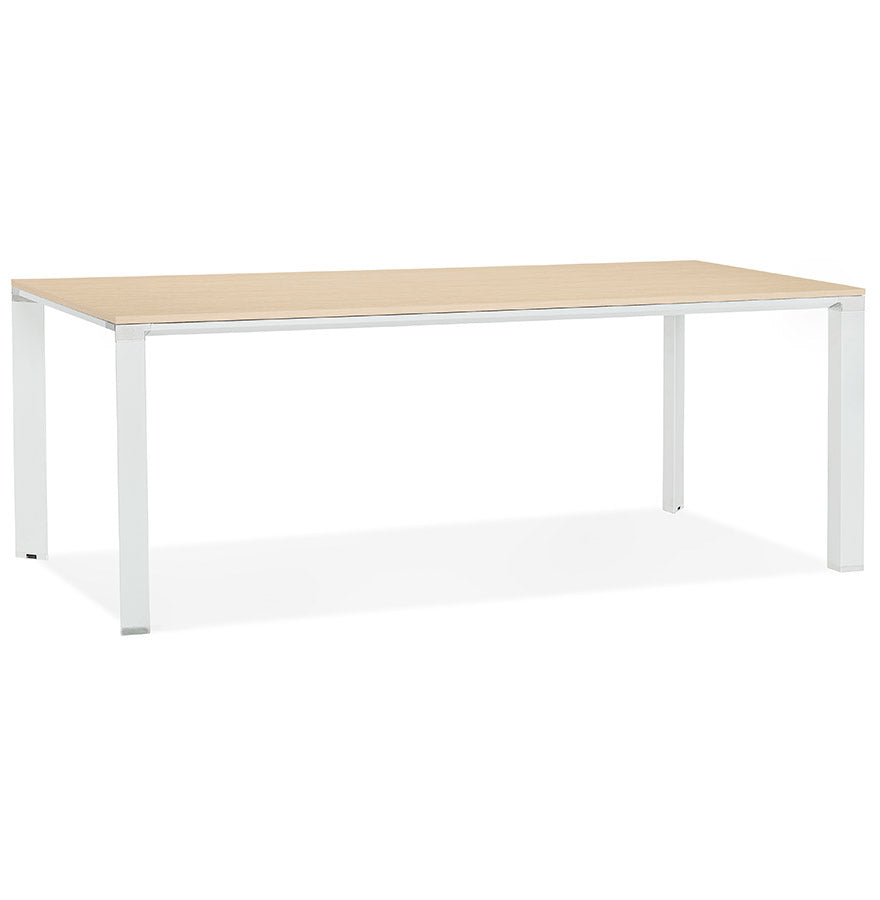 Lunara | Elegante vergader- en eettafel in natuurlijk hout met witte structuur - 200x100 cm